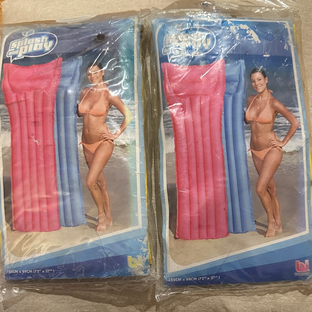 2 Vibrant Blue and Pink Pool Float by